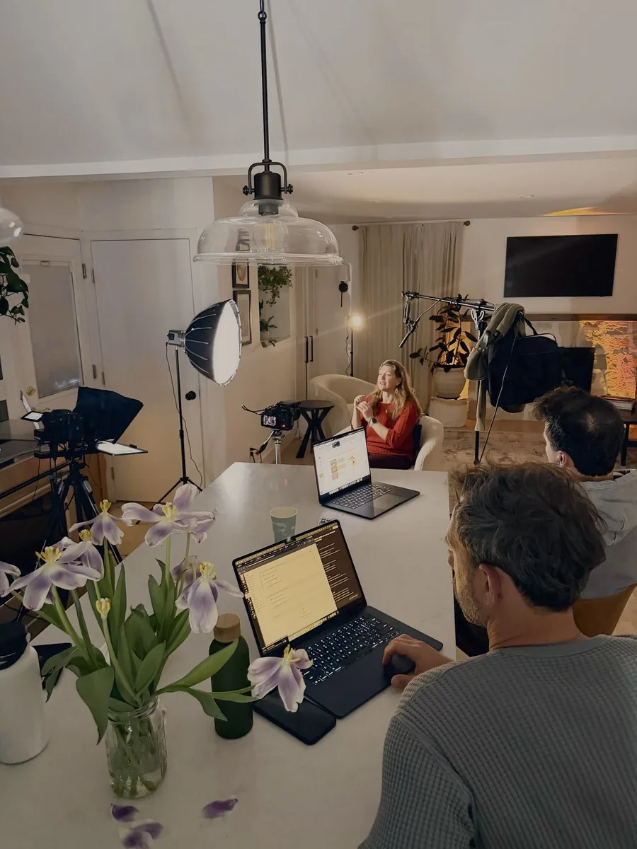 On-location medical interview lighting setup